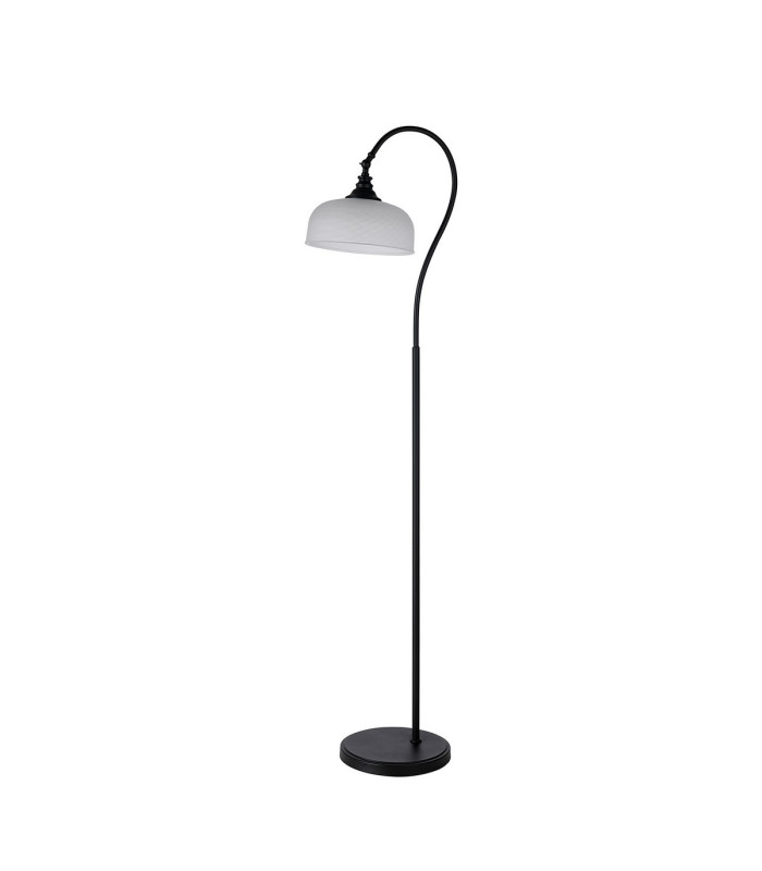 DeRuyter Floor Lamp 1 Light E27 Satin Black/Frosted Glass-4