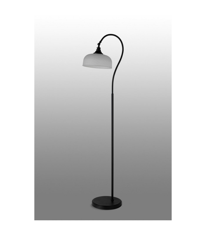 DeRuyter Floor Lamp 1 Light E27 Satin Black/Frosted Glass-8