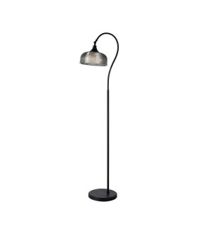 DeRuyter Floor Lamp 1 Light E27 Satin Black/Smoke Glass-1