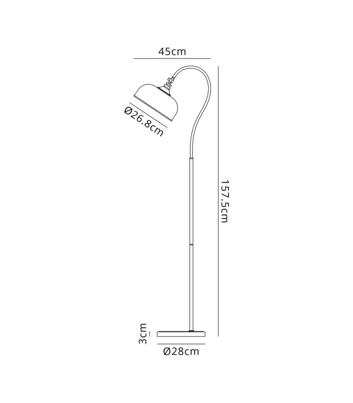 DeRuyter Floor Lamp 1 Light E27 Satin Black/Smoke Glass-2