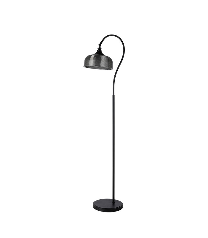 DeRuyter Floor Lamp 1 Light E27 Satin Black/Smoke Glass-3