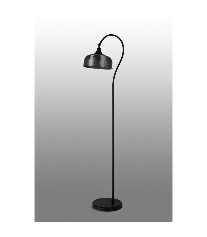 DeRuyter Floor Lamp 1 Light E27 Satin Black/Smoke Glass-7