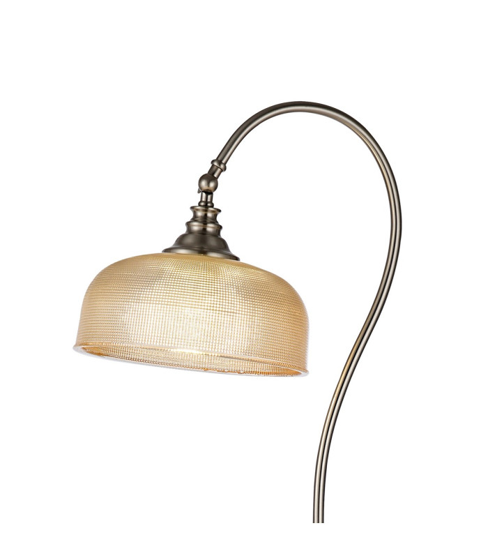 DeRuyter Floor Lamp 1 Light E27 Satin Nickel/Amber Glass-5