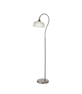 DeRuyter Floor Lamp 1 Light E27 Satin Nickel/Clear Glass-1