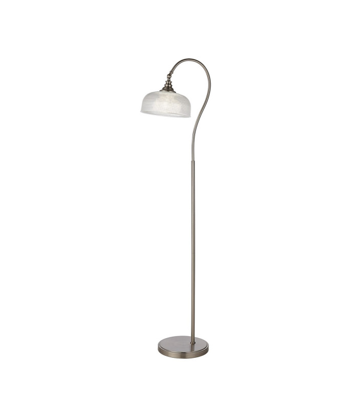 DeRuyter Floor Lamp 1 Light E27 Satin Nickel/Clear Glass-1