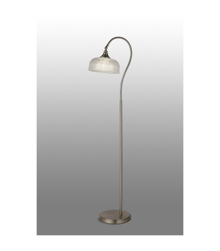 DeRuyter Floor Lamp 1 Light E27 Satin Nickel/Clear Glass-3