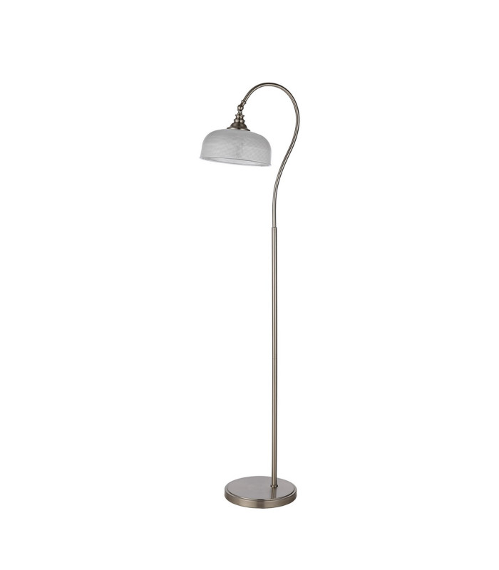 DeRuyter Floor Lamp 1 Light E27 Satin Nickel/Clear Glass-4