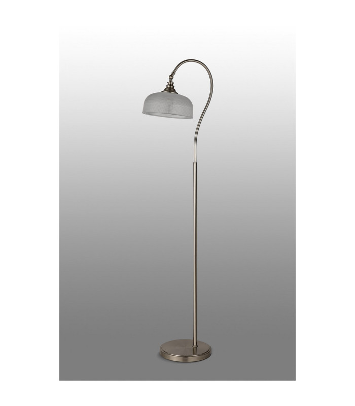 DeRuyter Floor Lamp 1 Light E27 Satin Nickel/Clear Glass-8