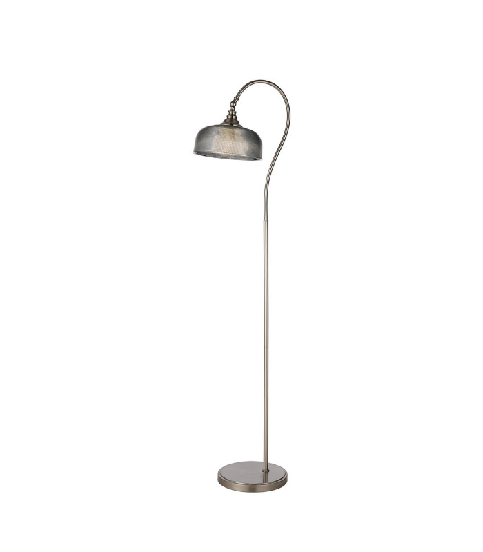 DeRuyter Floor Lamp 1 Light E27 Satin Nickel/Smoke Glass-1