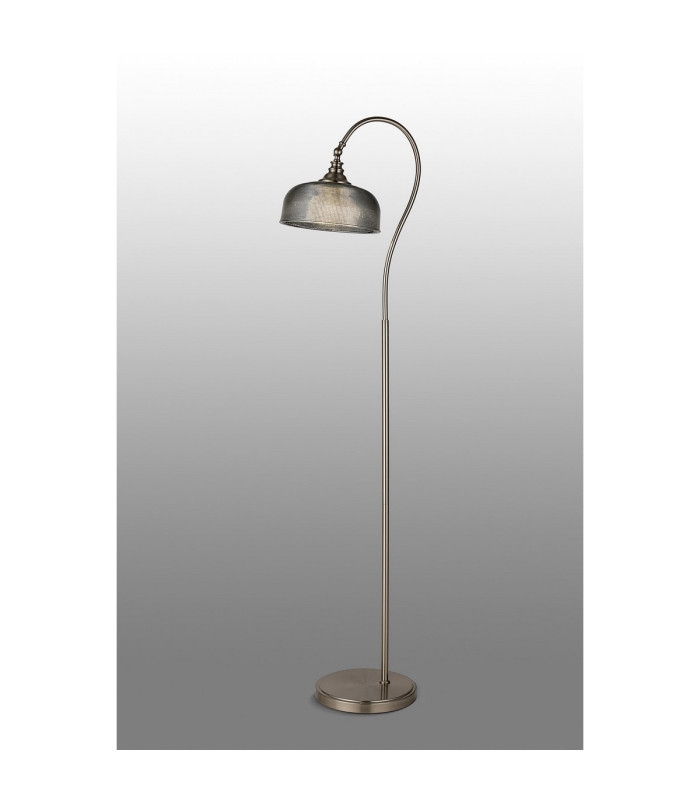 DeRuyter Floor Lamp 1 Light E27 Satin Nickel/Smoke Glass-3