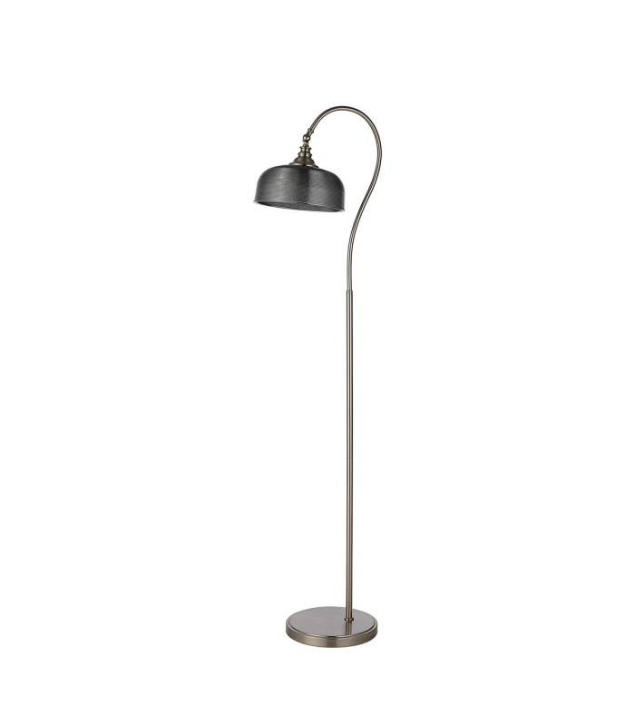 DeRuyter Floor Lamp 1 Light E27 Satin Nickel/Smoke Glass-4