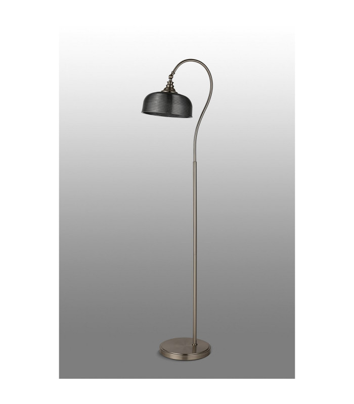 DeRuyter Floor Lamp 1 Light E27 Satin Nickel/Smoke Glass-8