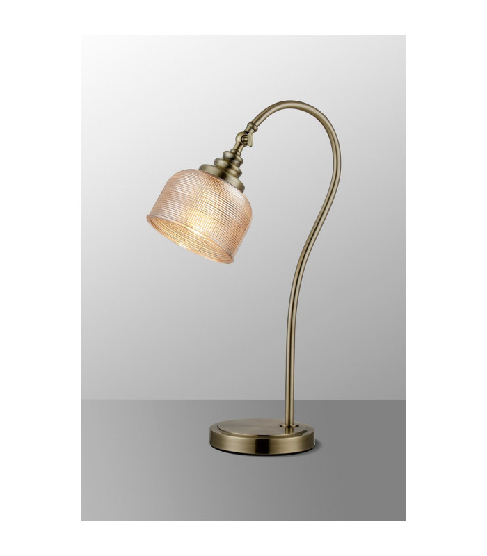 DeRuyter Table Lamp 1 Light E27 Antique Brass/Amber Glass-3