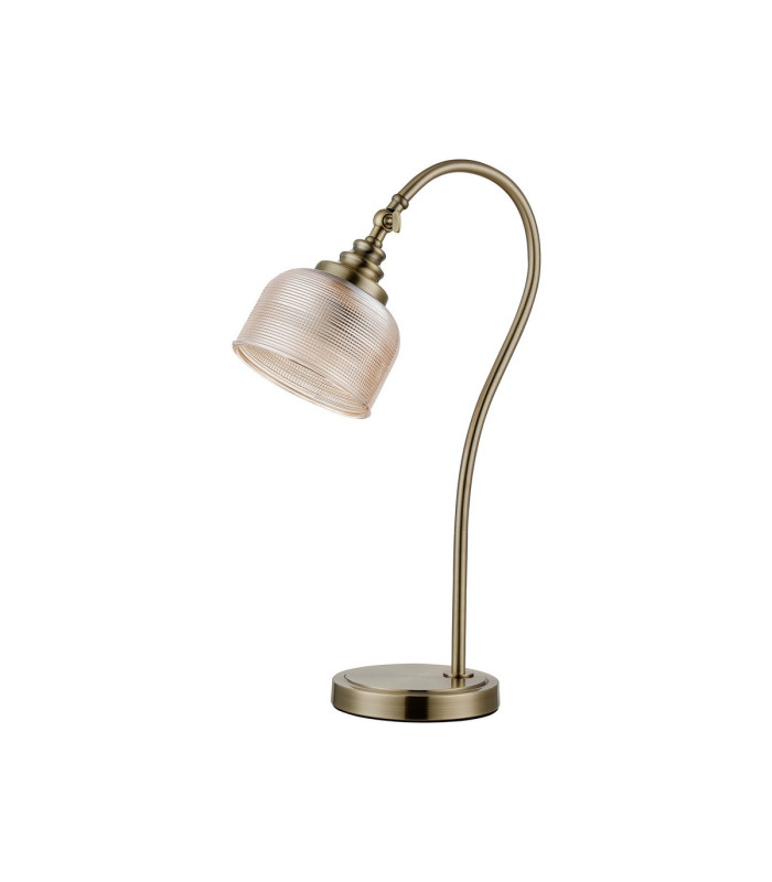 DeRuyter Table Lamp 1 Light E27 Antique Brass/Amber Glass-4