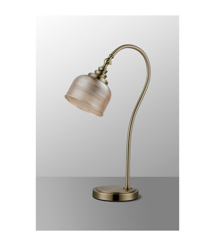 DeRuyter Table Lamp 1 Light E27 Antique Brass/Amber Glass-7