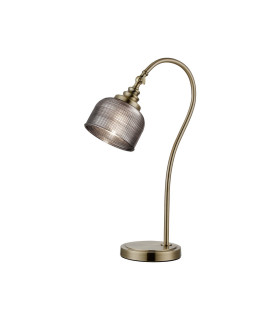 DeRuyter Table Lamp 1 Light E27 Antique Brass/Smoke Glass-1