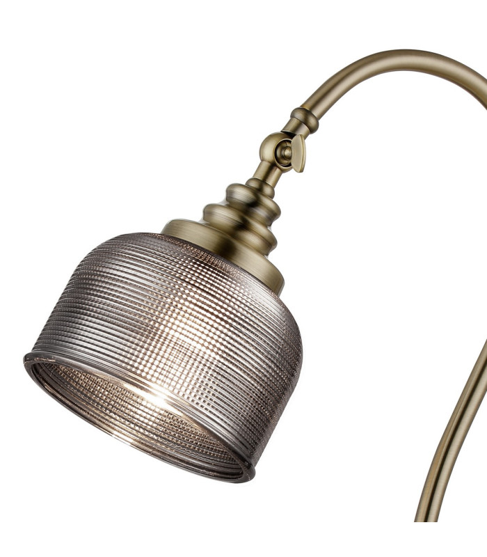 DeRuyter Table Lamp 1 Light E27 Antique Brass/Smoke Glass-6