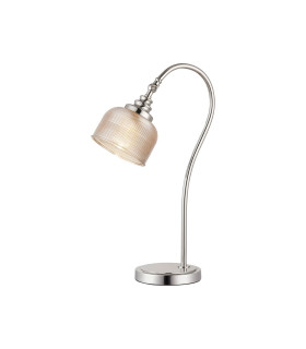 DeRuyter Table Lamp 1 Light E27 Polished Nickel/Amber Glass-1