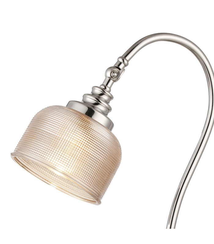 DeRuyter Table Lamp 1 Light E27 Polished Nickel/Amber Glass-6