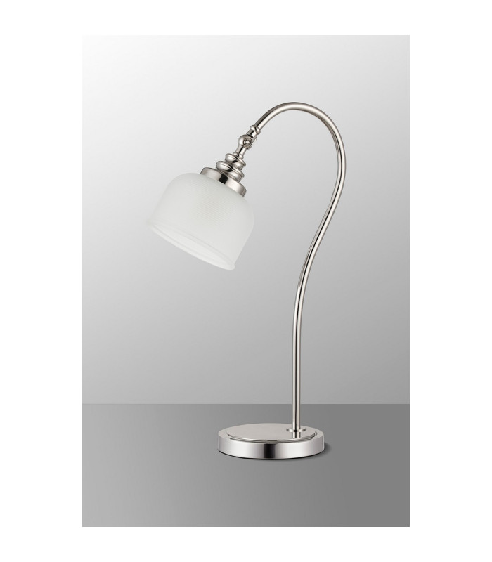 DeRuyter Table Lamp 1 Light E27 Polished Nickel/Frosted Glass-7