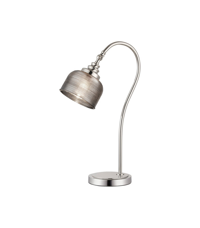 DeRuyter Table Lamp 1 Light E27 Polished Nickel/Smoke Glass-1