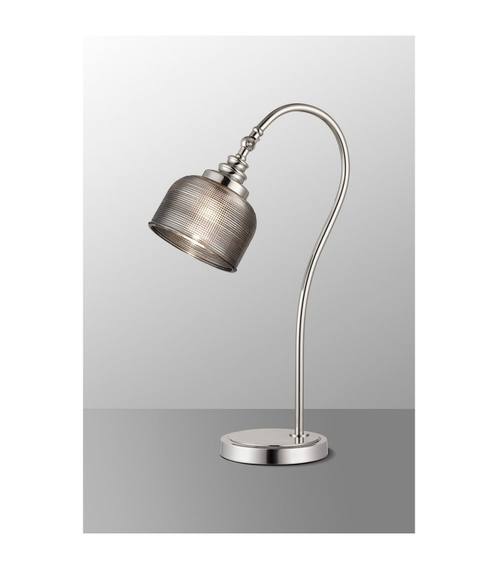 DeRuyter Table Lamp 1 Light E27 Polished Nickel/Smoke Glass-3