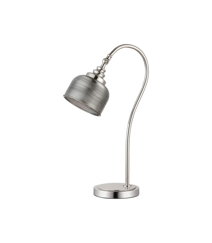 DeRuyter Table Lamp 1 Light E27 Polished Nickel/Smoke Glass-4