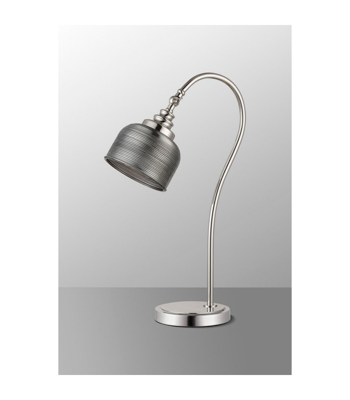 DeRuyter Table Lamp 1 Light E27 Polished Nickel/Smoke Glass-7