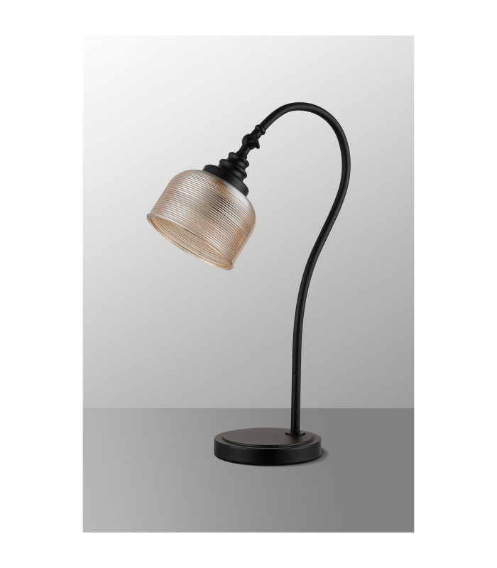 DeRuyter Table Lamp 1 Light E27 Satin Black/Amber Glass-7