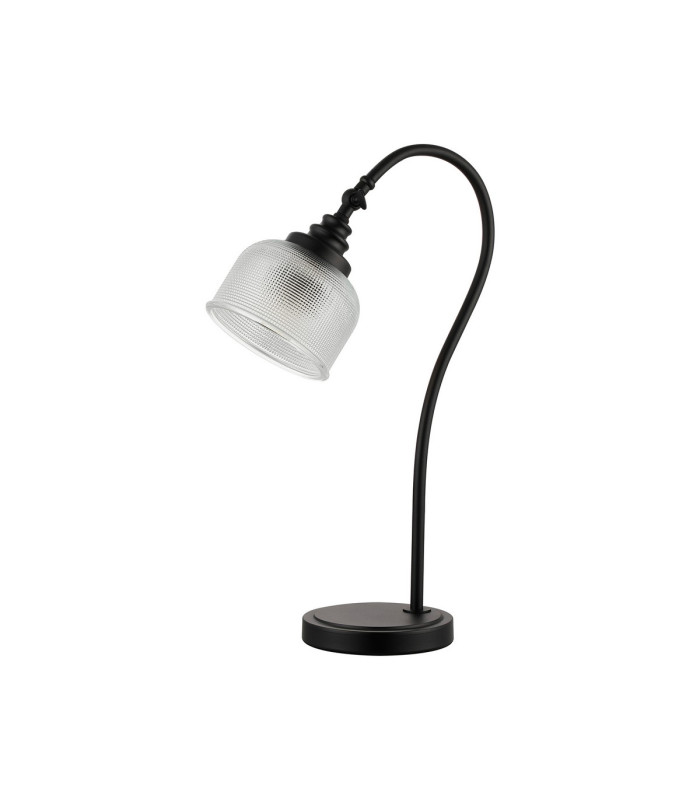 DeRuyter Table Lamp 1 Light E27 Satin Black/Clear Glass-4