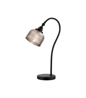 DeRuyter Table Lamp 1 Light E27 Satin Black/Smoke Glass-1