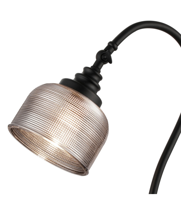 DeRuyter Table Lamp 1 Light E27 Satin Black/Smoke Glass-6