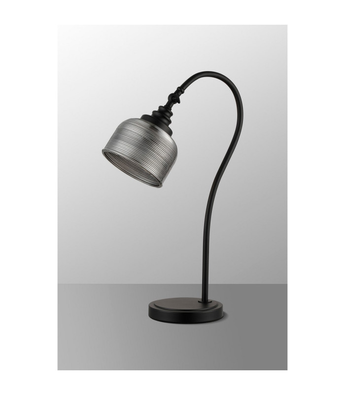 DeRuyter Table Lamp 1 Light E27 Satin Black/Smoke Glass-7