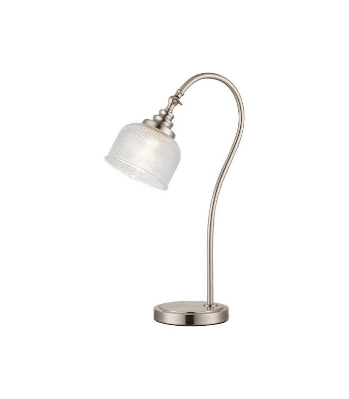 DeRuyter Table Lamp 1 Light E27 Satin Nickel/Clear Glass-1
