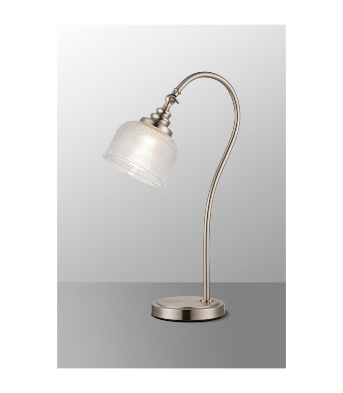 DeRuyter Table Lamp 1 Light E27 Satin Nickel/Clear Glass-3