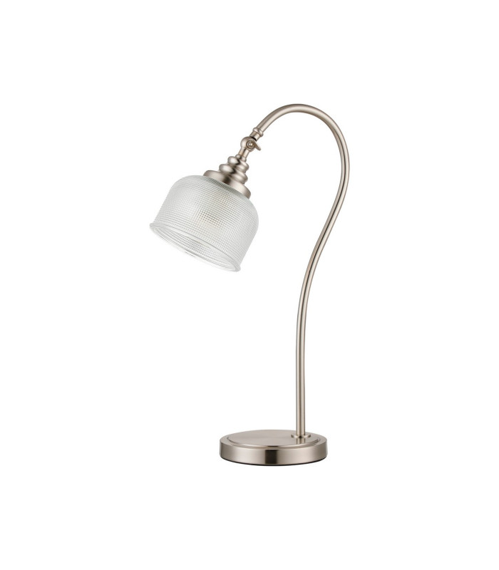 DeRuyter Table Lamp 1 Light E27 Satin Nickel/Clear Glass-4