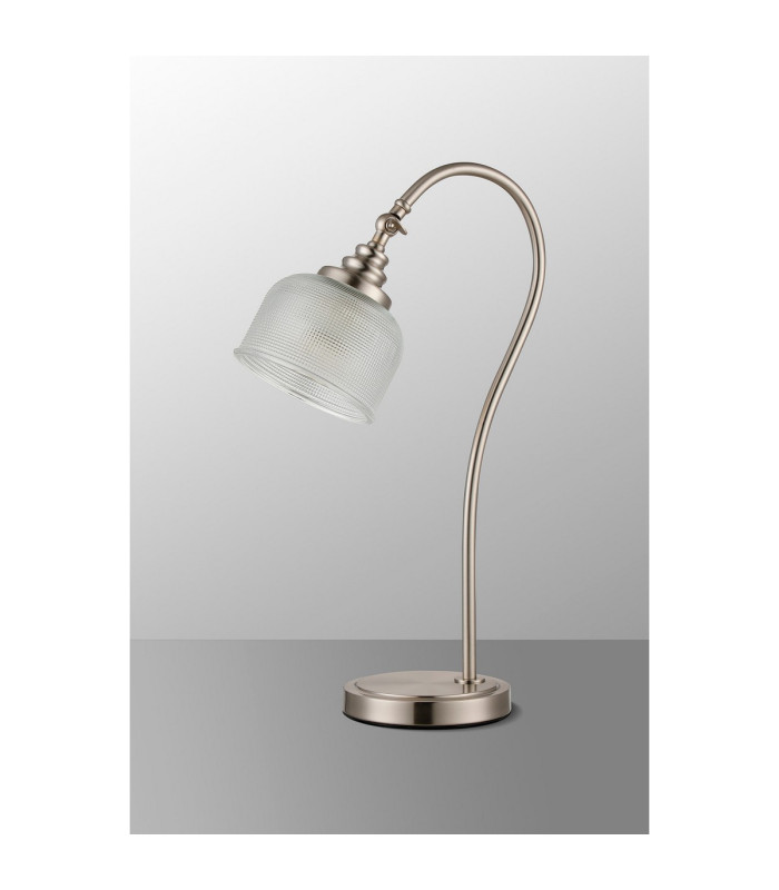DeRuyter Table Lamp 1 Light E27 Satin Nickel/Clear Glass-7
