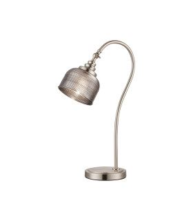 DeRuyter Table Lamp 1 Light E27 Satin Nickel/Smoke Glass-1