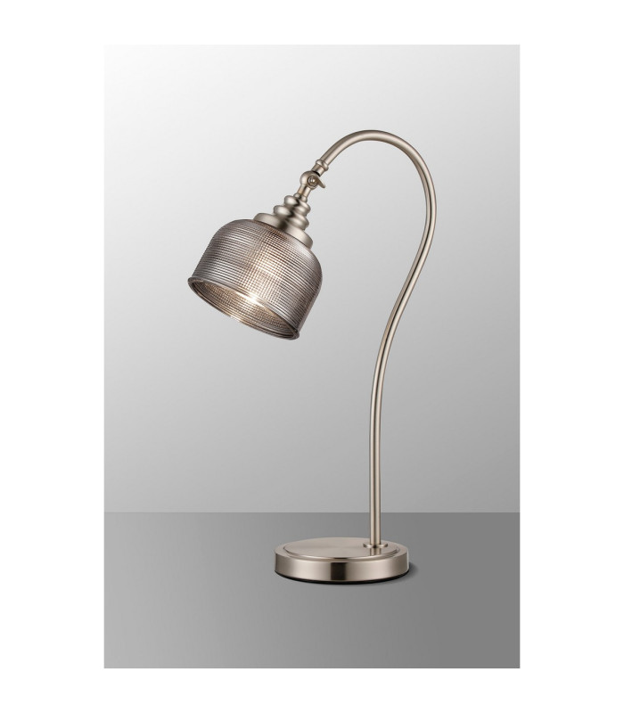 DeRuyter Table Lamp 1 Light E27 Satin Nickel/Smoke Glass-3