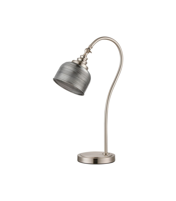 DeRuyter Table Lamp 1 Light E27 Satin Nickel/Smoke Glass-4