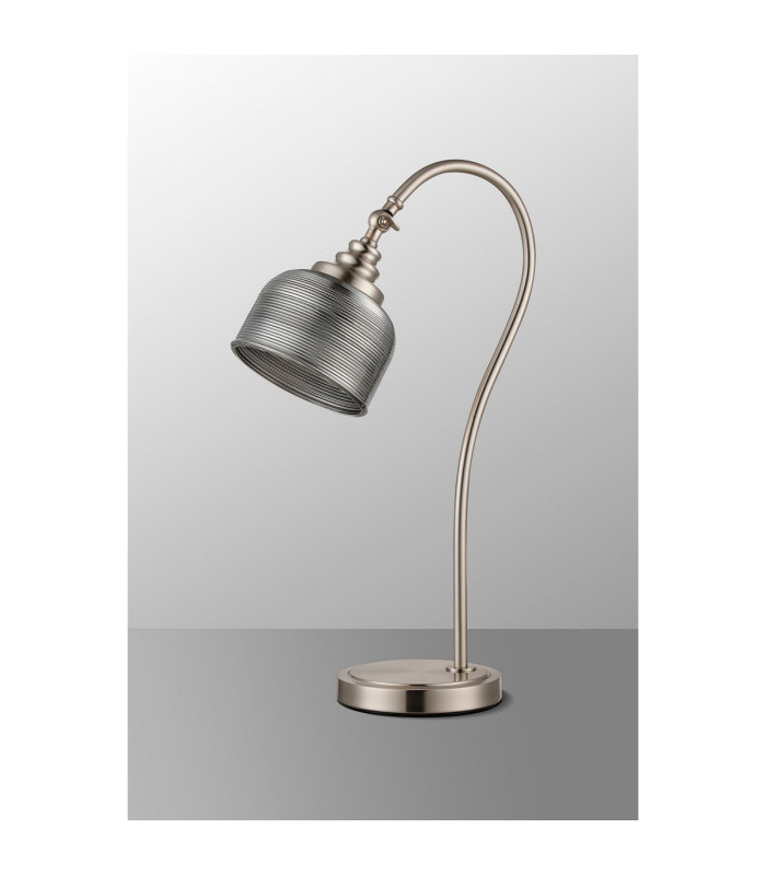DeRuyter Table Lamp 1 Light E27 Satin Nickel/Smoke Glass-7