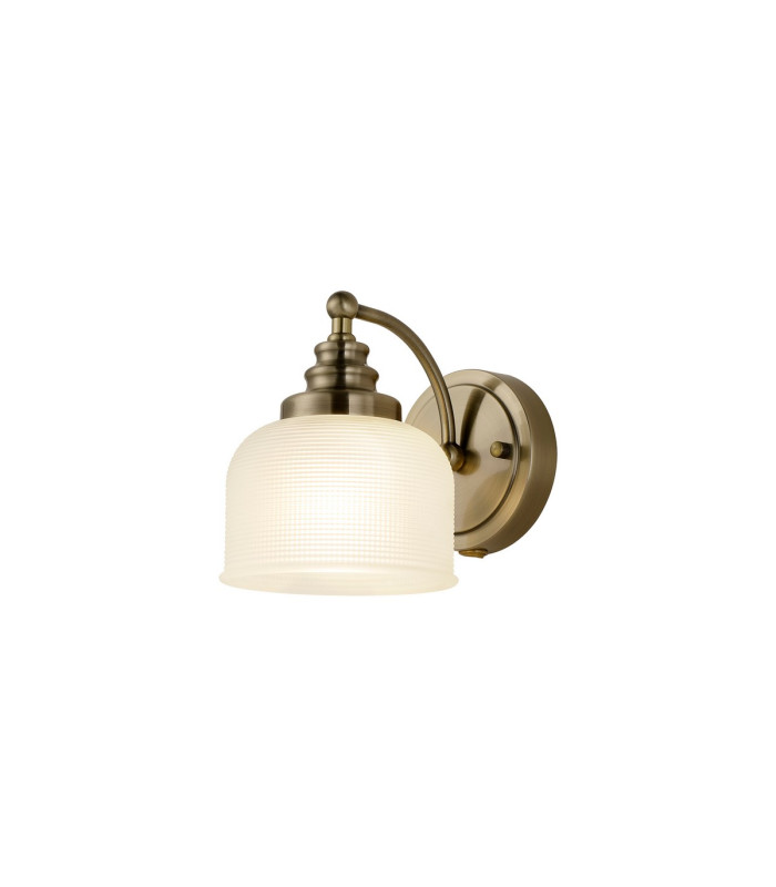 DeRuyter Switched Wall Light 1 Light E27 Antique Brass/Frosted Glass-1