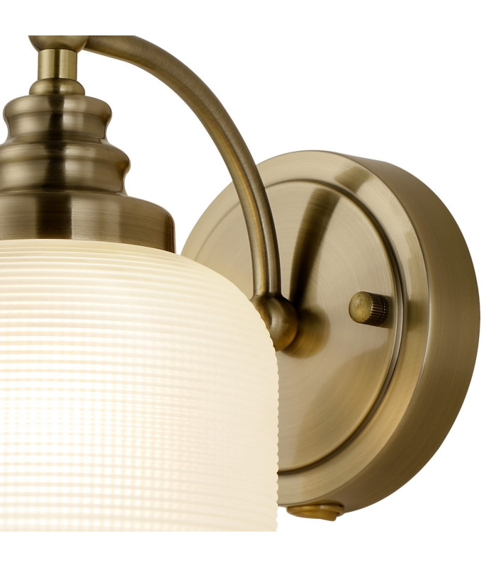 DeRuyter Switched Wall Light 1 Light E27 Antique Brass/Frosted Glass-6