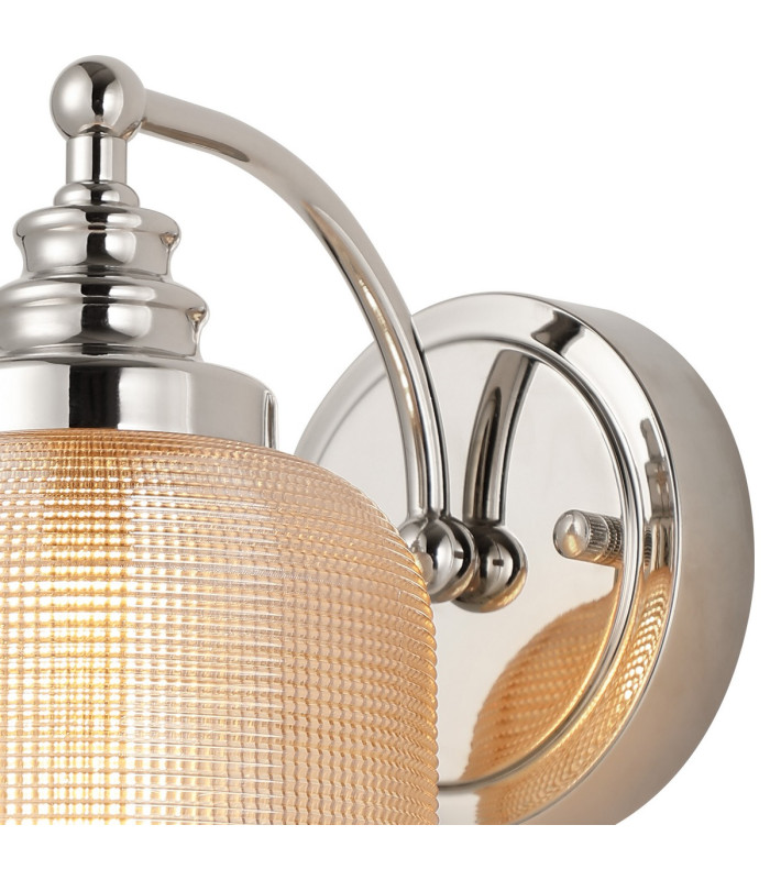 DeRuyter Switched Wall Light 1 Light E27 Polished Nickel/Amber Glass-5