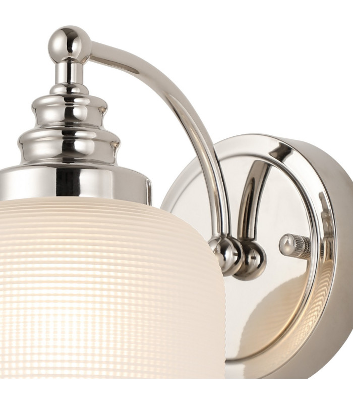 DeRuyter Switched Wall Light 1 Light E27 Polished Nickel/Frosted Glass-6