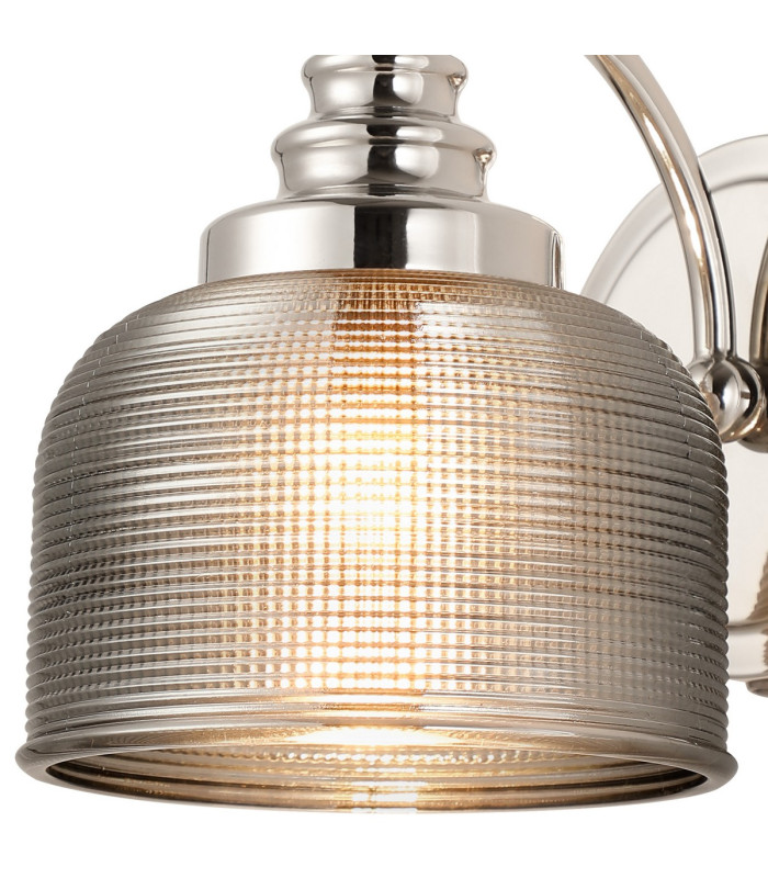 DeRuyter Switched Wall Light 1 Light E27 Polished Nickel/Smoke Glass-5