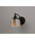 DeRuyter Switched Wall Light 1 Light E27 Satin Black/Amber Glass-6