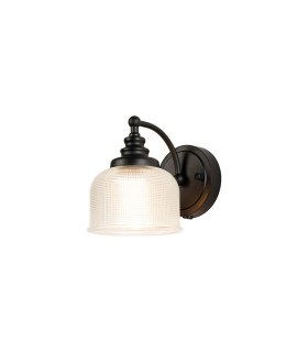 DeRuyter Switched Wall Light 1 Light E27 Satin Black/Clear Glass-1