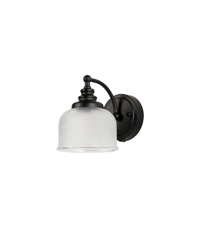 DeRuyter Switched Wall Light 1 Light E27 Satin Black/Clear Glass-4