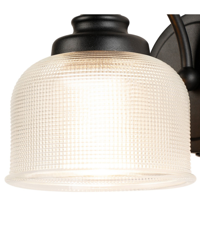 DeRuyter Switched Wall Light 1 Light E27 Satin Black/Clear Glass-5